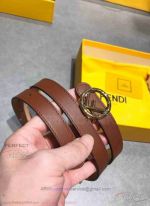 Perfect Fendi Belt Replica Online - Brown Leather All Gold Buckle